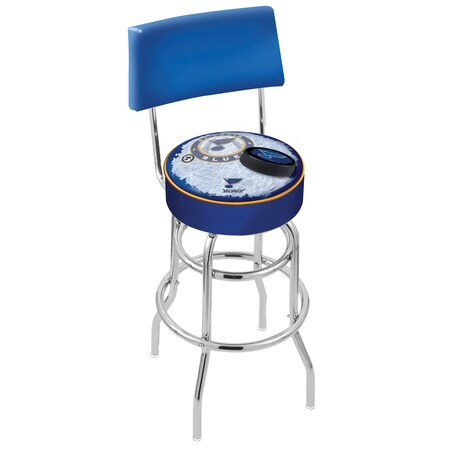 Holland Bar Stool Co 25" Chrome 2-Ring St Louis Blues Swivel Bar Stool, Back L7C425STLBlu-D2